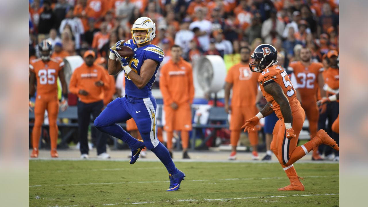 San Diego Chargers defensive end Joey Bosa (99) works against Denver  Broncos tight end John Phillips during the second half of an NFL football  game Thursday, Oct. 13, 2016, in San Diego. (