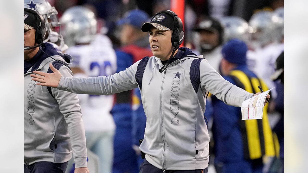 Dallas Cowboys head coach Mike McCarthy, left, and offensive coordinator  Kellen Moore, right watch from the sidelines during an NFL Football game  against the Houston Texans in Arlington, Texas, Saturday, Aug. 21