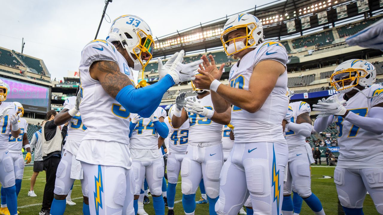 Los Angeles Chargers' Justin Herbert plays during an NFL football game,  Sunday, Nov. 7, 2021, in Philadelphia. (AP Photo/Matt Slocum Stock Photo -  Alamy