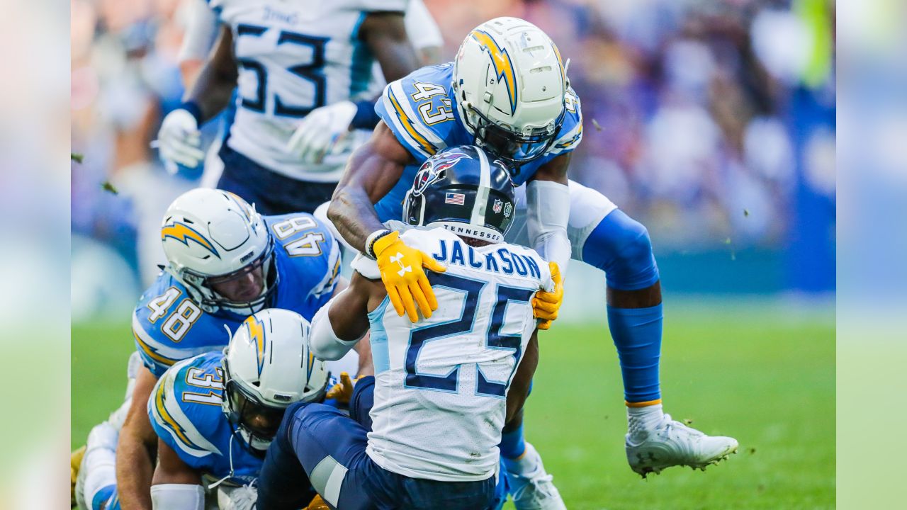 London, UK. 21 October 2018. Chargers fans and the military. Tennessee  Titans at Los Angeles Chargers NFL game at Wembley Stadium, the second of  the NFL London 2018 games. Final score 