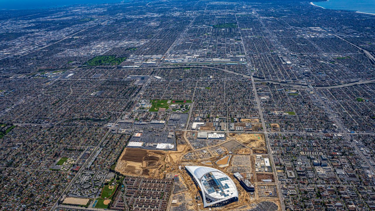 Aerial View of SoFi Stadium and the LA Forum Editorial Photo - Image of  downtown, background: 235002181