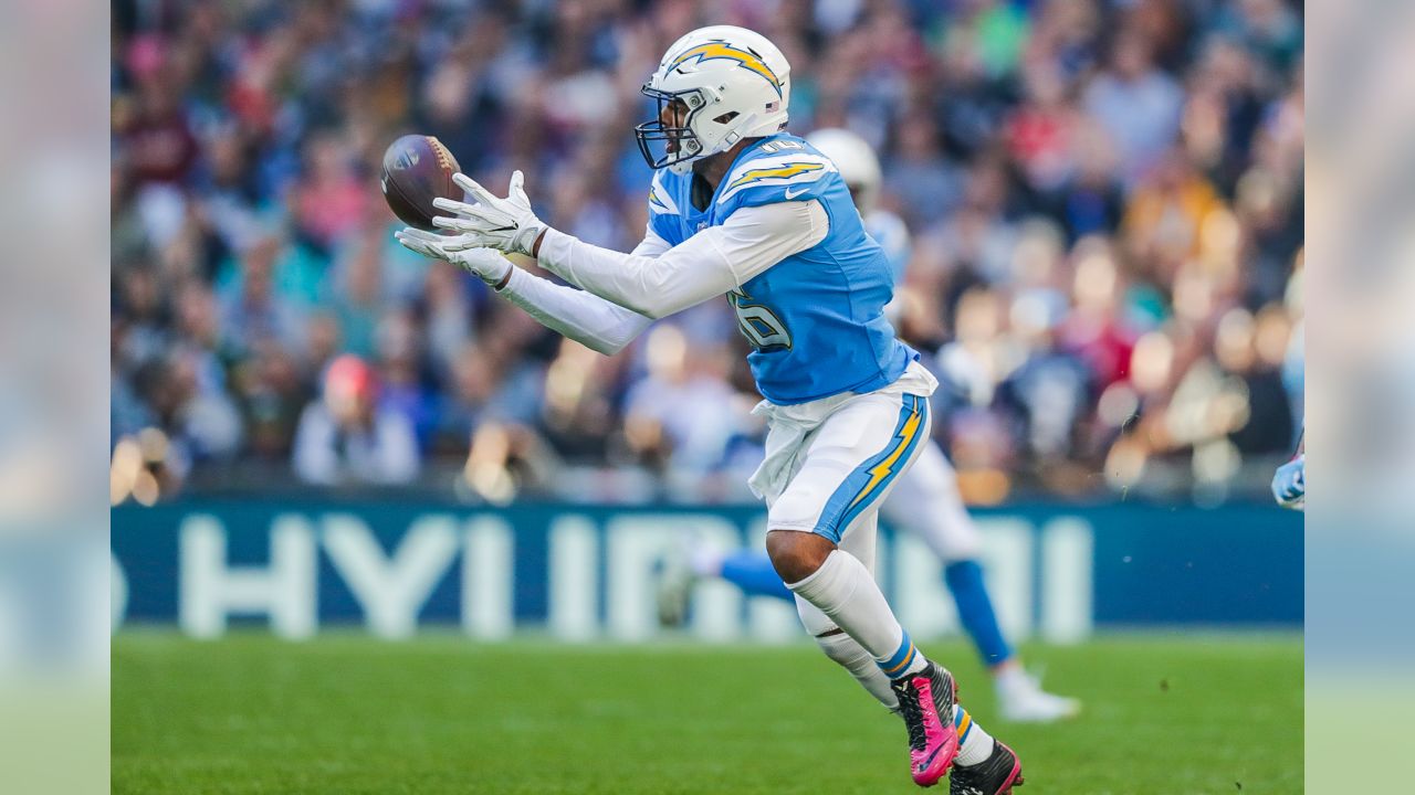 London, UK. 21 October 2018. Chargers fans and the military. Tennessee  Titans at Los Angeles Chargers NFL game at Wembley Stadium, the second of  the NFL London 2018 games. Final score 