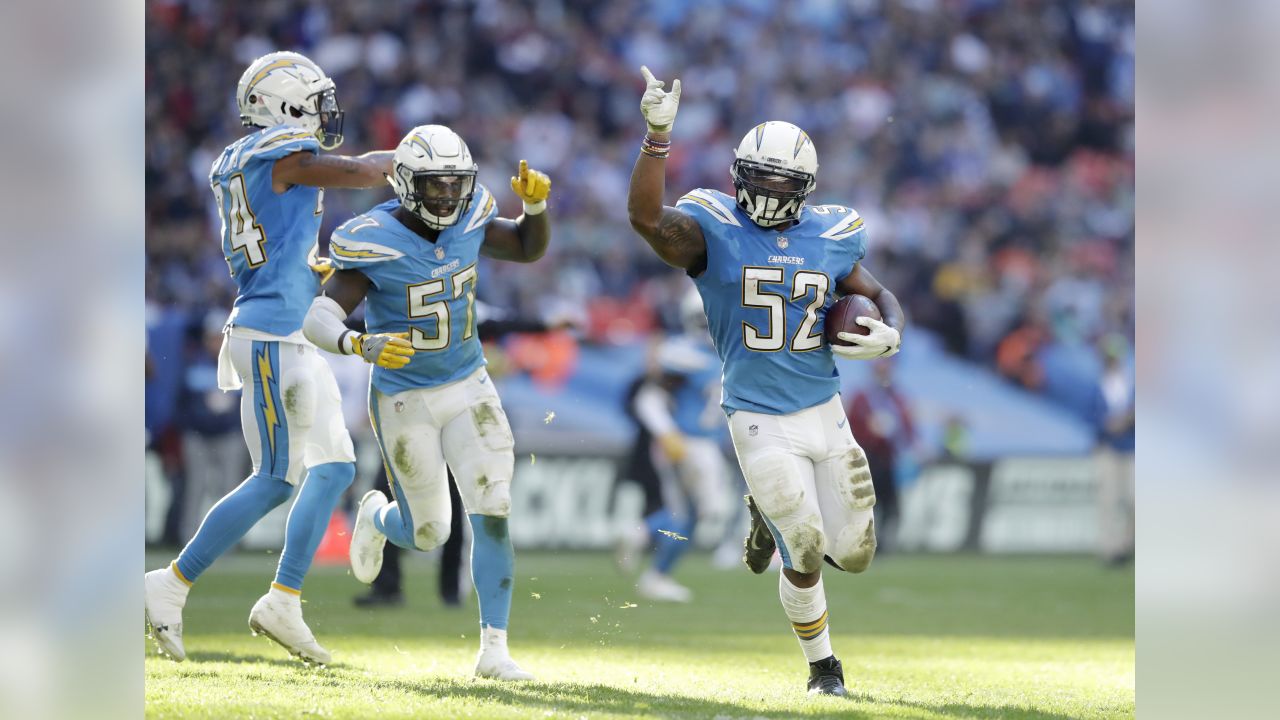 London, UK. 21 October 2018. Chargers fans and the military. Tennessee  Titans at Los Angeles Chargers NFL game at Wembley Stadium, the second of  the NFL London 2018 games. Final score 