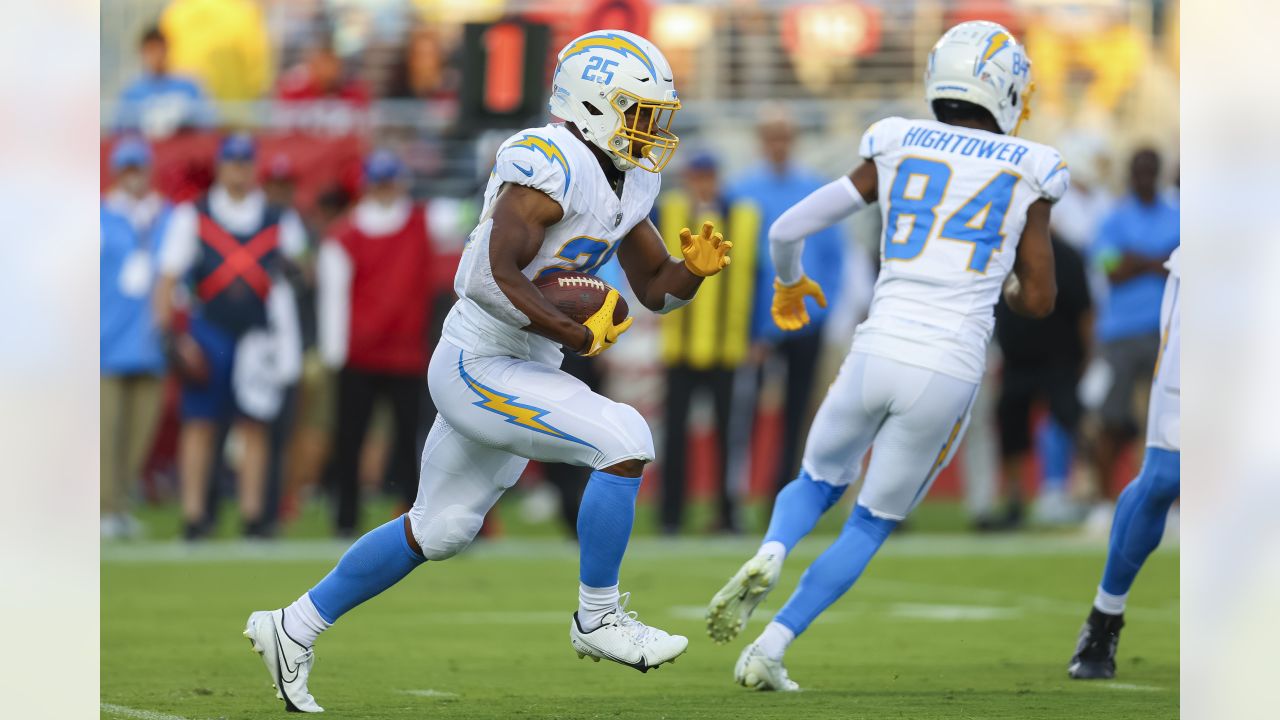 Los Angeles Chargers cornerback Ja'Sir Taylor plays against the San  Francisco 49ers during the first half of an NFL preseason football game  Friday, Aug. 25, 2023, in Santa Clara, Calif. (AP Photo/Godofredo