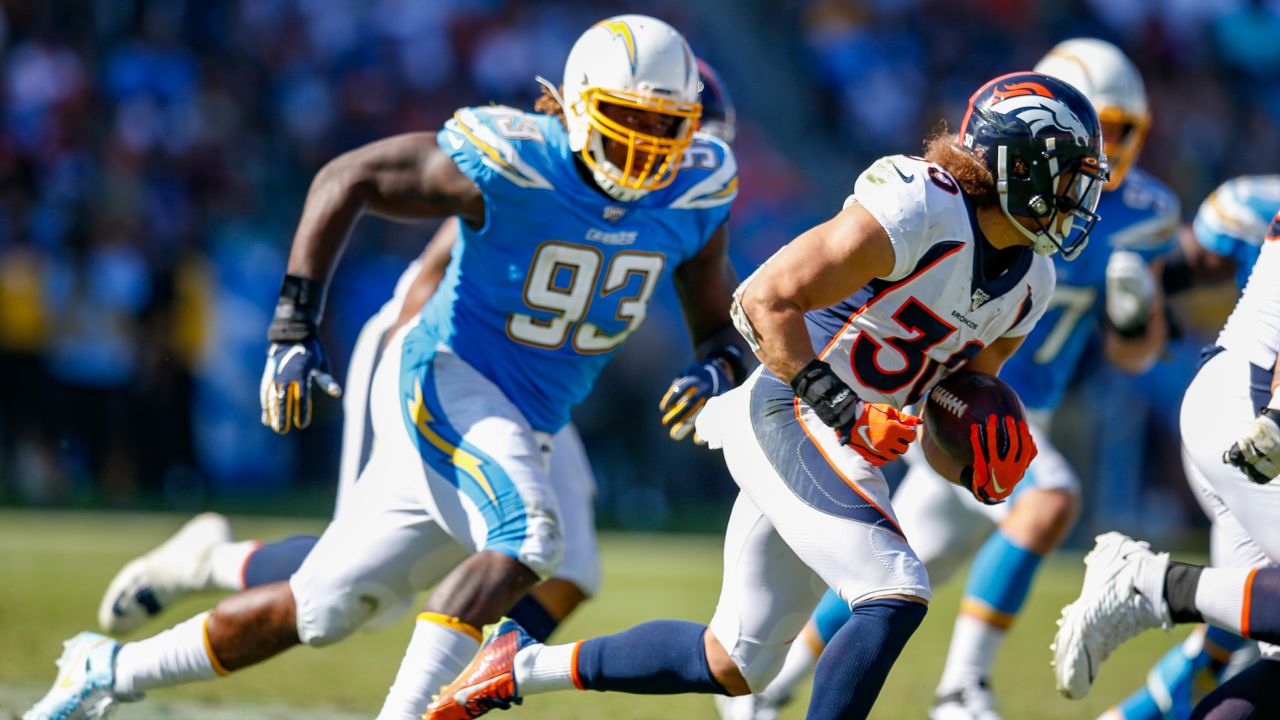 Los Angeles Chargers Philip Rivers throws a pass against the Denver Broncos  in the second half at the StubHub Center in Carson, California on October  22, 2017. There were more Broncos fans