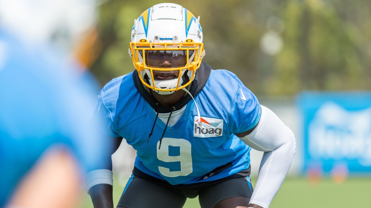 Kenneth Murray Jr. Los Angeles Chargers Game-Used #9 Powder Blue Jersey vs.  Los Angeles Rams on January 1 2023