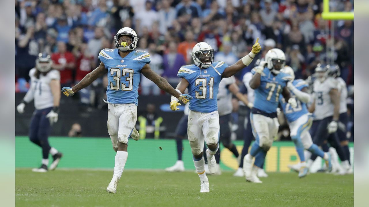 Nashville TN, USA. 20th Oct, 2019. USA Los Angeles Chargers offensive guard Forrest  Lamp (77) warms up during a game between the Los Angeles Chargers and the  Tennessee Titans at Nissan Stadium