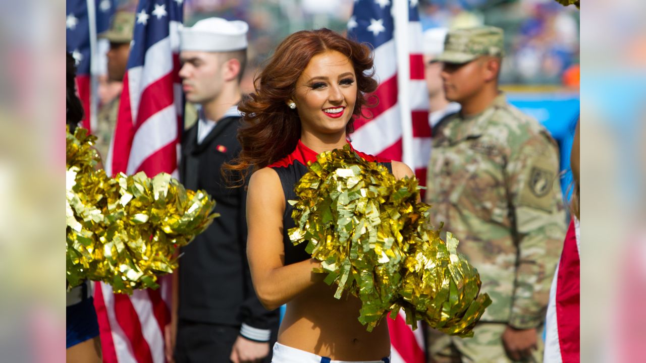 Charger Girls Salute The Military with Special Themed Uniforms