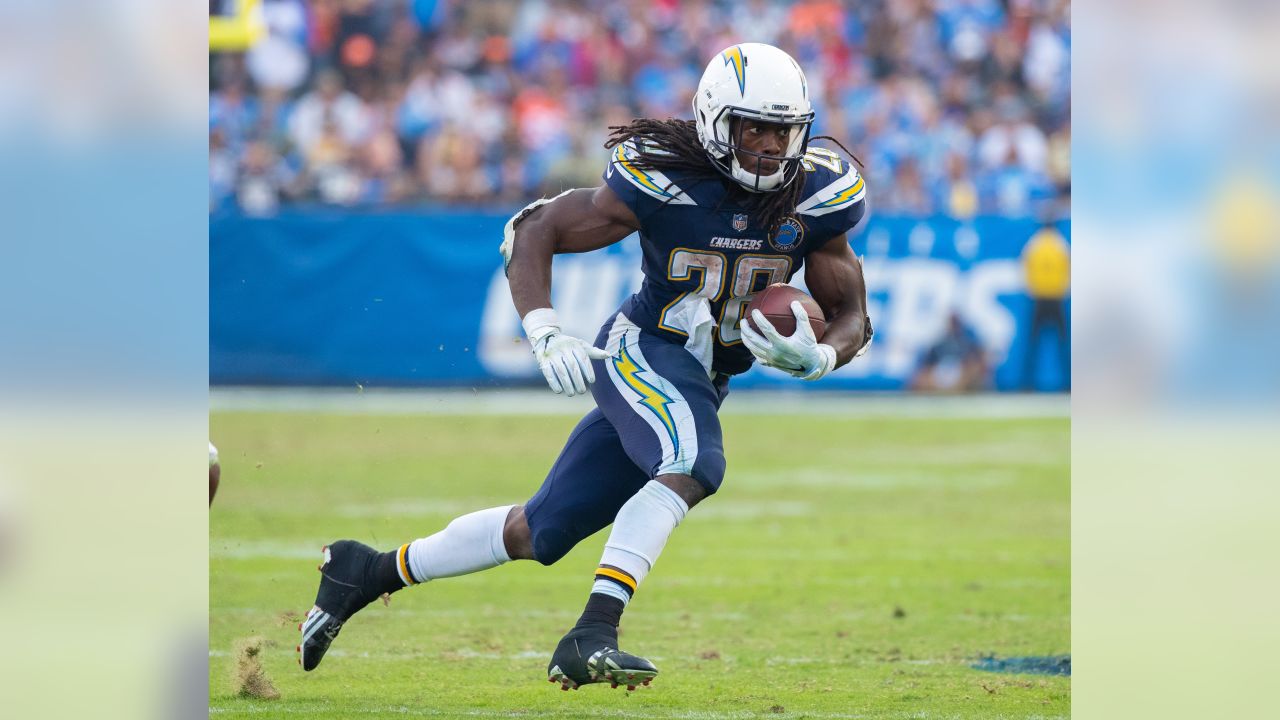 International Series - Chargers Melvin Gordon Game Worn Jersey (11/18/19)  Size 40 (14 Car, 69 Yds Vs Kansas City)