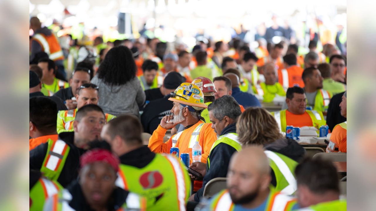 Chargers and Rams Commemorate L.A. Stadium Canopy Shell Topping Out