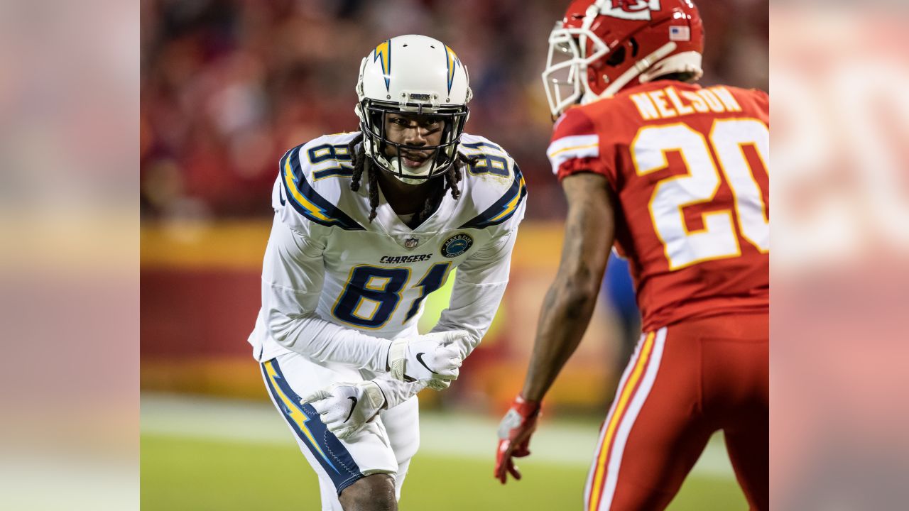 Los Angeles Chargers wide receiver Mike Williams (81) works out before an  NFL football game against the Kansas City Chiefs Thursday, Sep. 15, 2022,  in Kansas City, Mo. (AP Photo/Peter Aiken Stock