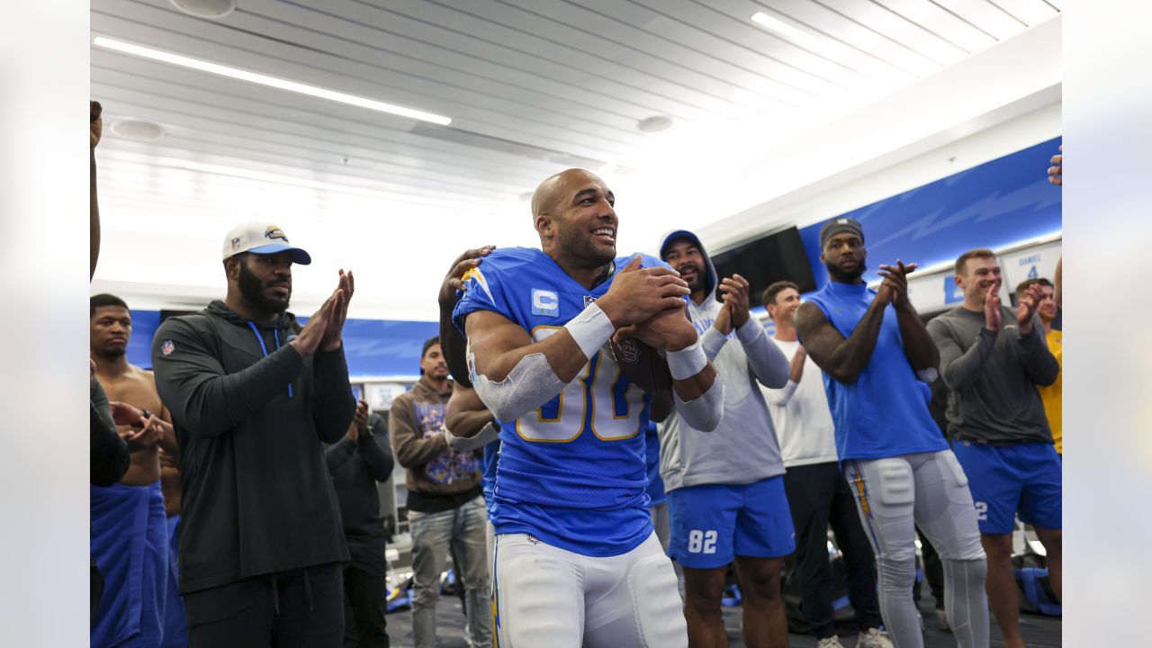 Rams celebrate win in locker room