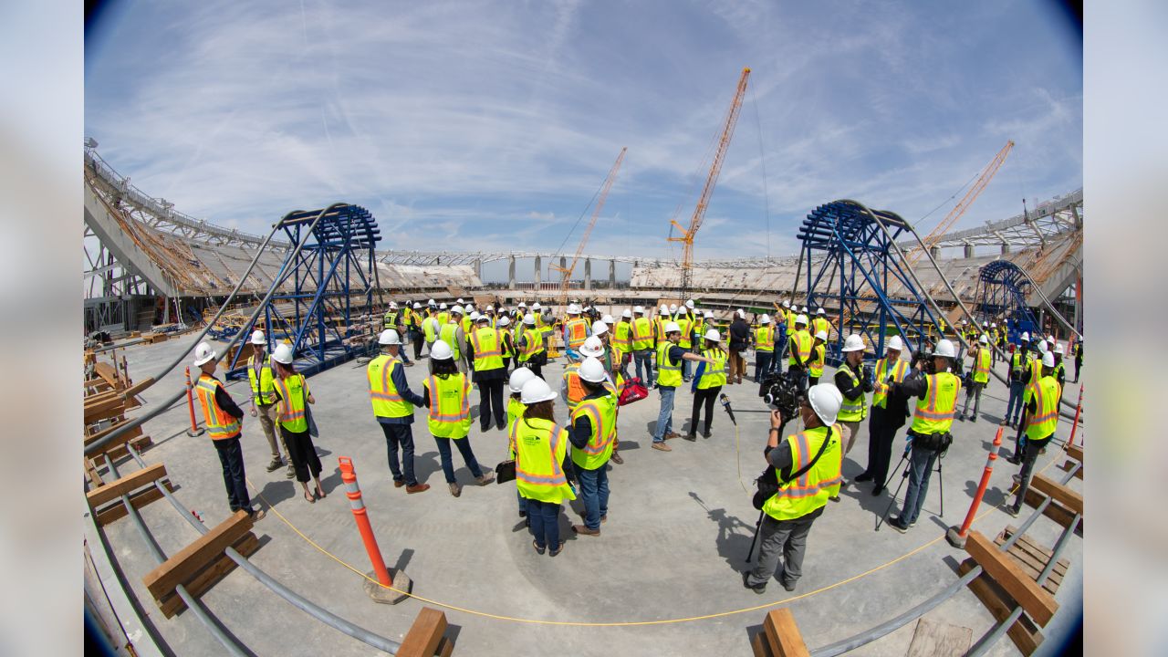 Chargers and Rams Commemorate L.A. Stadium Canopy Shell Topping Out