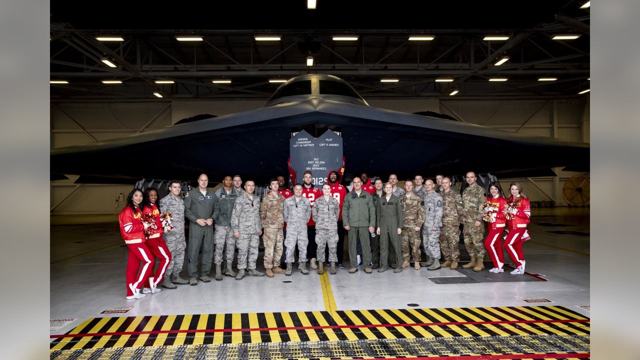 B-2 Spirit performs flyover before AFC Divisional Playoff game