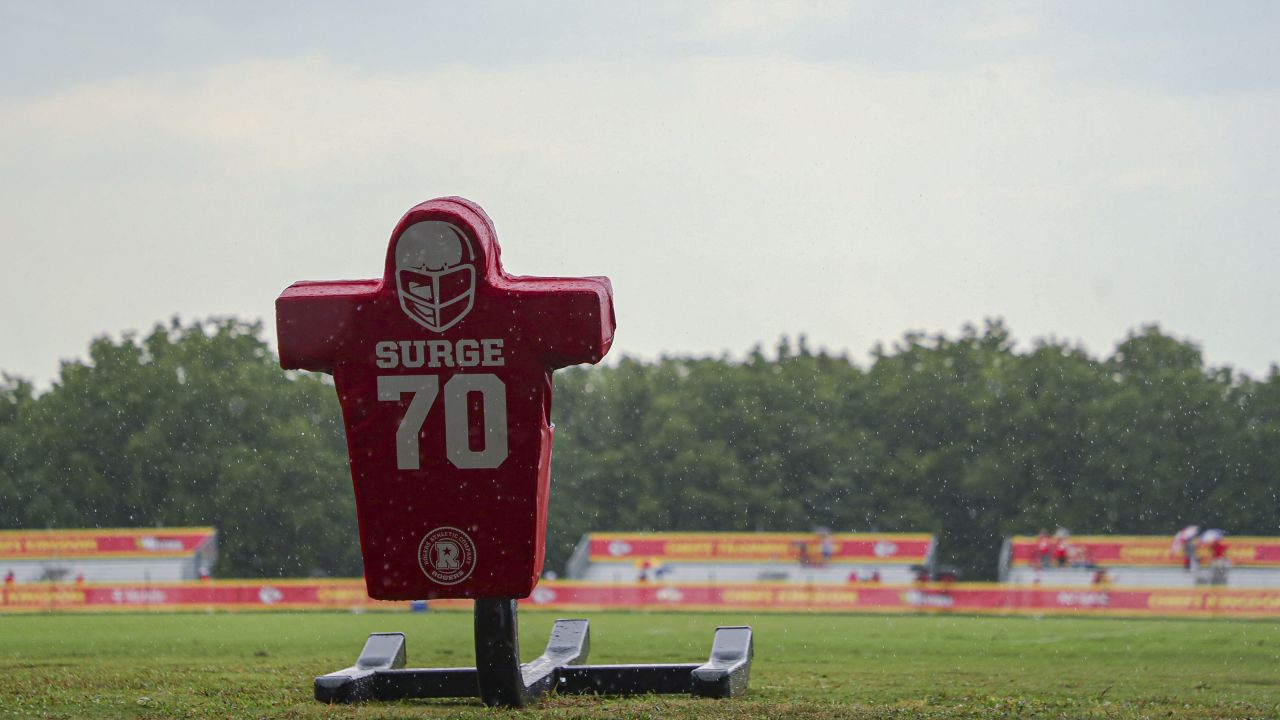 ST. JOSEPH, MO - AUGUST 07: Kansas City Chiefs wide receiver Cornell Powell  (14) runs with the ball during training camp on August 7, 2022 at Missouri  Western State University in St.