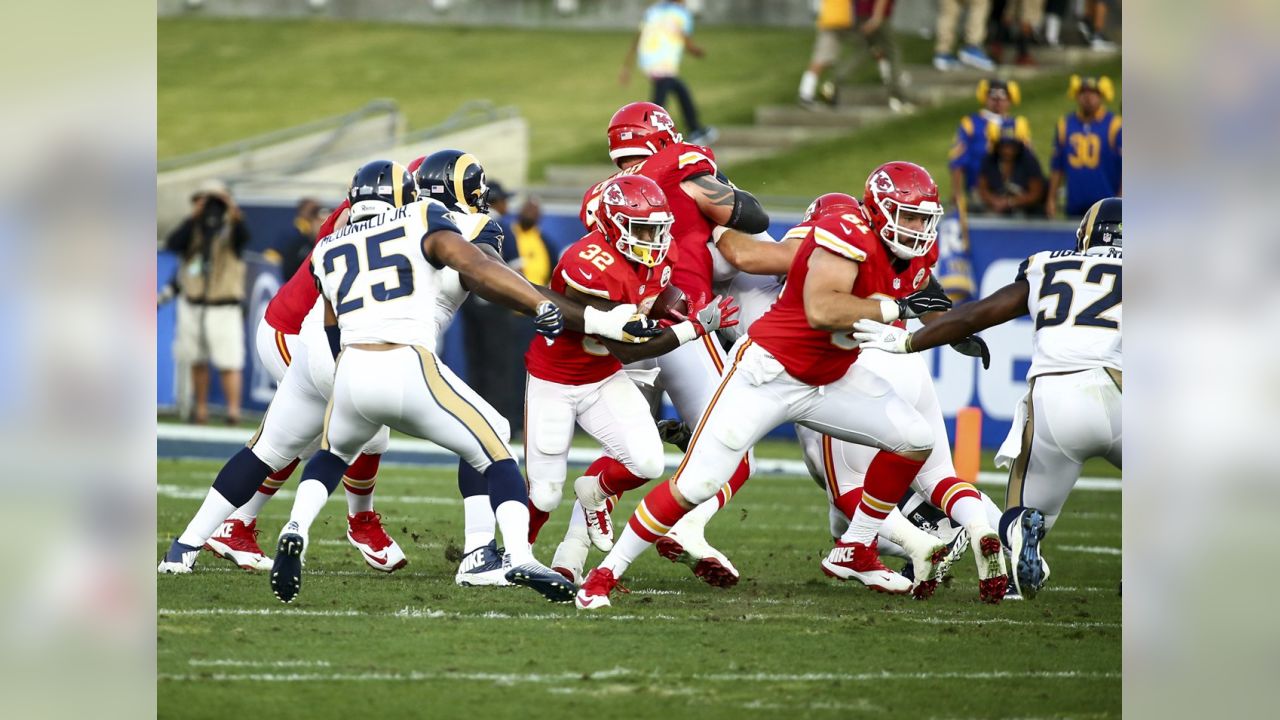 October 30, 2017: Kansas City Chiefs cornerback Eric Murray (21) between  snaps during the NFL Football Game between the Denver Broncos and the Kansas  City Chiefs at Arrowhead Stadium in Kansas City