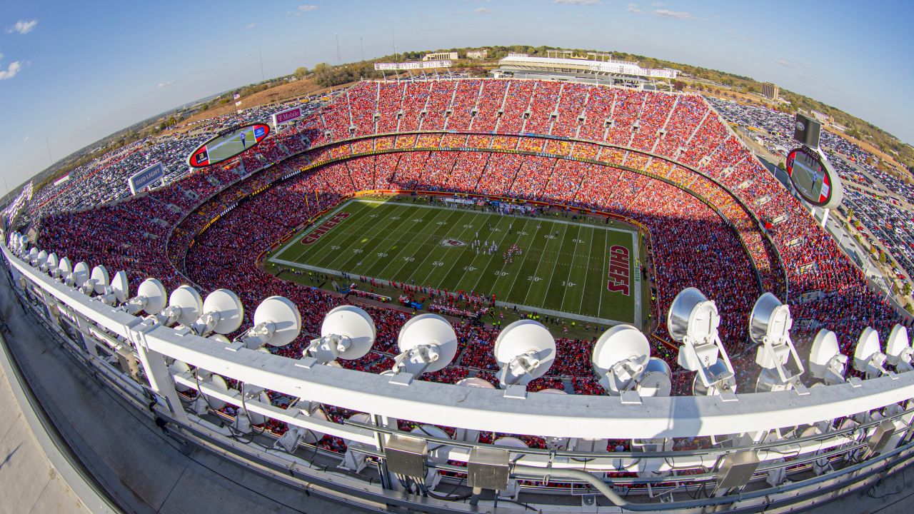 Kansas City, United States. 11th Oct, 2020. Fans take in a flyover before  the Kansas City Chiefs take on the Las Vegas Raiders at Arrowhead Stadium  in Kansas City on Sunday, October