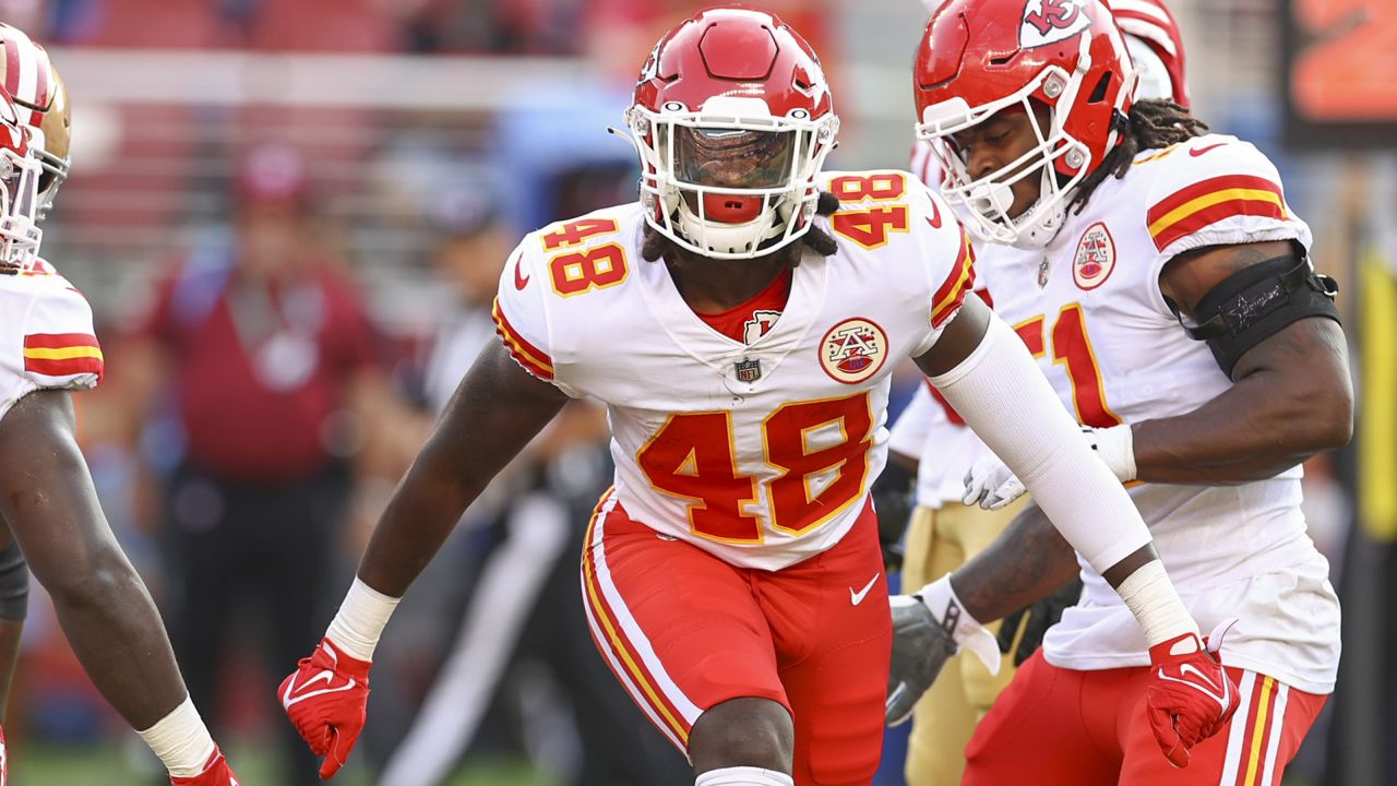 FILE - In this Saturday, Aug. 14, 2021, file photo, San Francisco 49ers  Dakoda Shepley (61) looks to block during an NFL football game against the  Kansas City Chiefs in Santa Clara