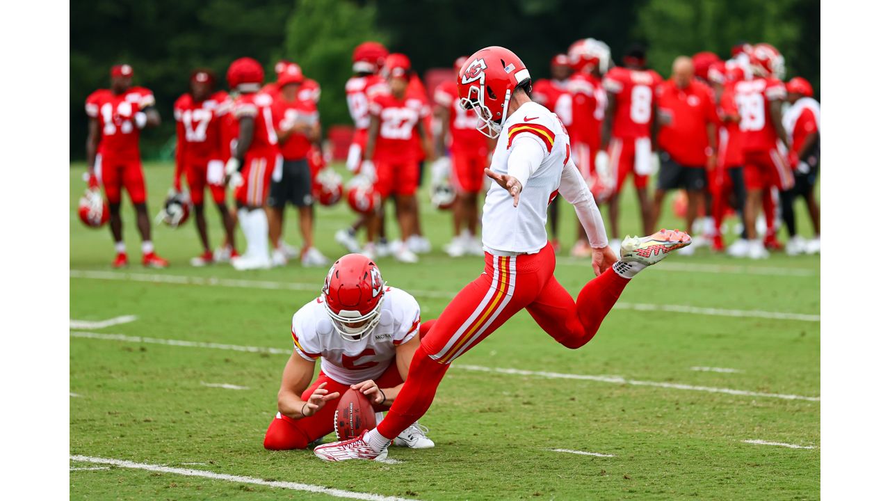 Kansas City Chiefs cornerback Trent McDuffie catches a ball during NFL  football training camp Friday, Aug. 4, 2023, in St. Joseph, Mo. (AP  Photo/Charlie Riedel Stock Photo - Alamy