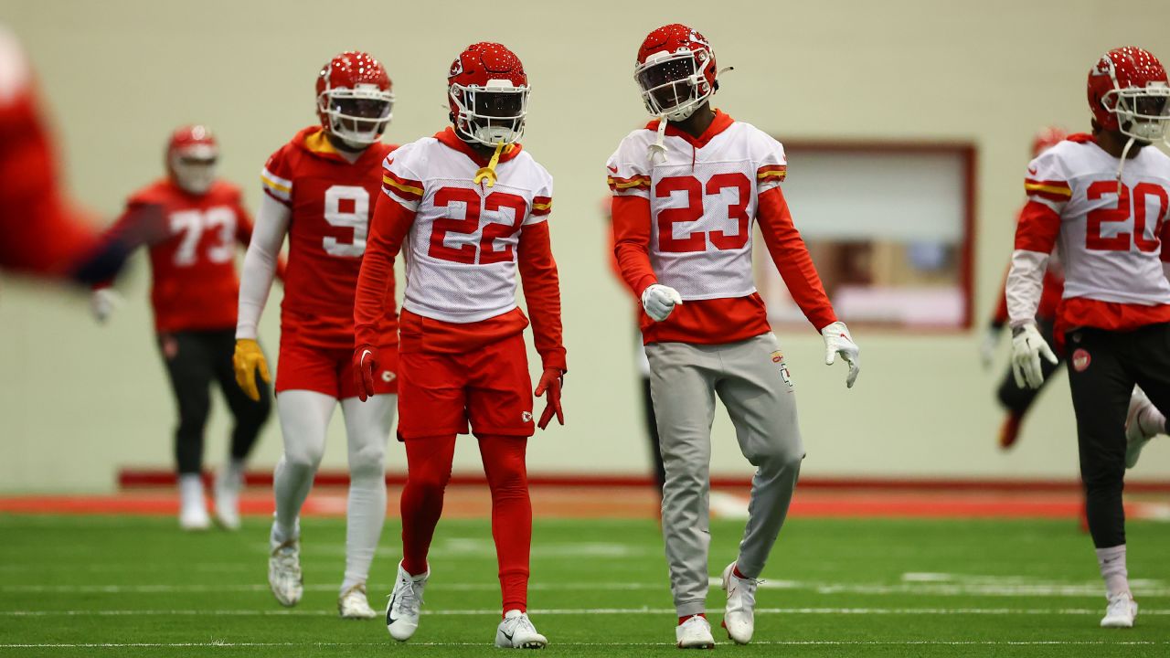 Kansas City Chiefs center Creed Humphrey (52) walks the sideline