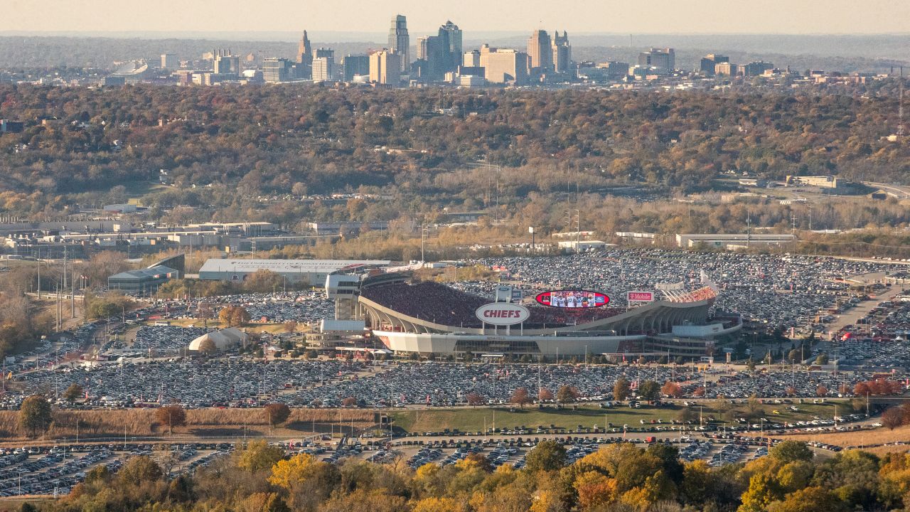 Aerial View of Arrowhead Stadium before , Stock Video