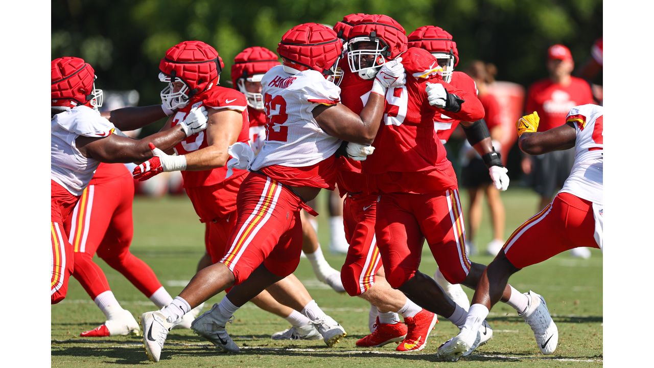 Kansas City Chiefs running back Jerrion Ealy runs the ball during NFL  football training camp Saturday, July 29, 2023, in St. Joseph, Mo. (AP  Photo/Charlie Riedel Stock Photo - Alamy