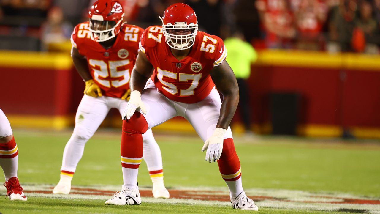 Las Vegas Raiders vs. Kansas City Chiefs. NFL Game. American Football  League match. Silhouette of professional player celebrate touch down.  Screen in Stock Photo - Alamy