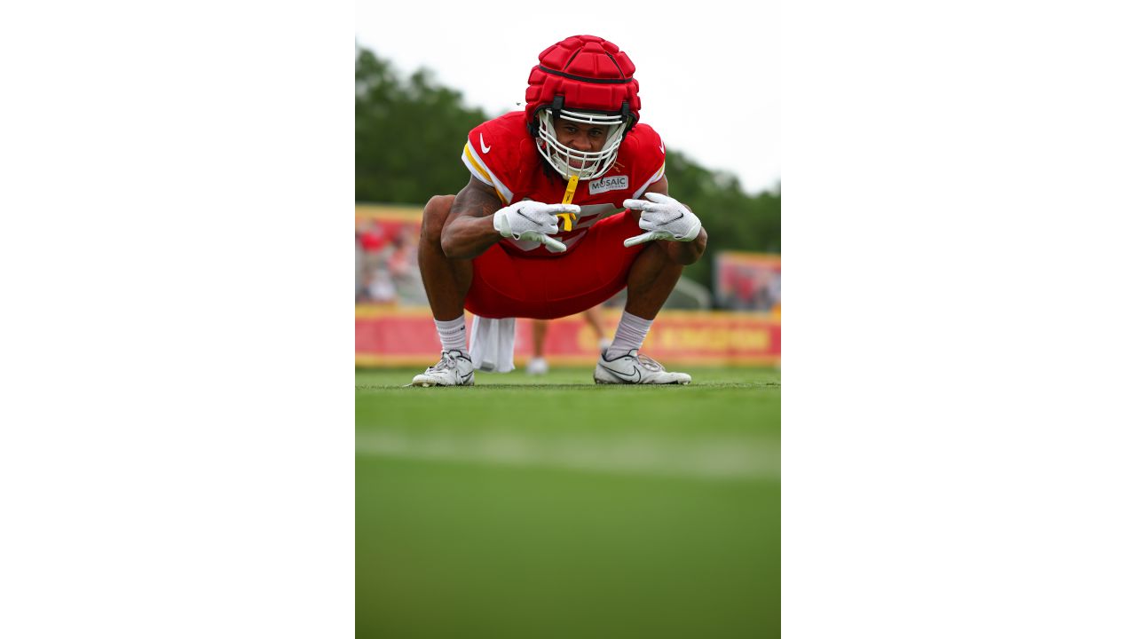 Kansas City Chiefs cornerback Trent McDuffie catches a ball during NFL  football training camp Friday, Aug. 4, 2023, in St. Joseph, Mo. (AP  Photo/Charlie Riedel Stock Photo - Alamy