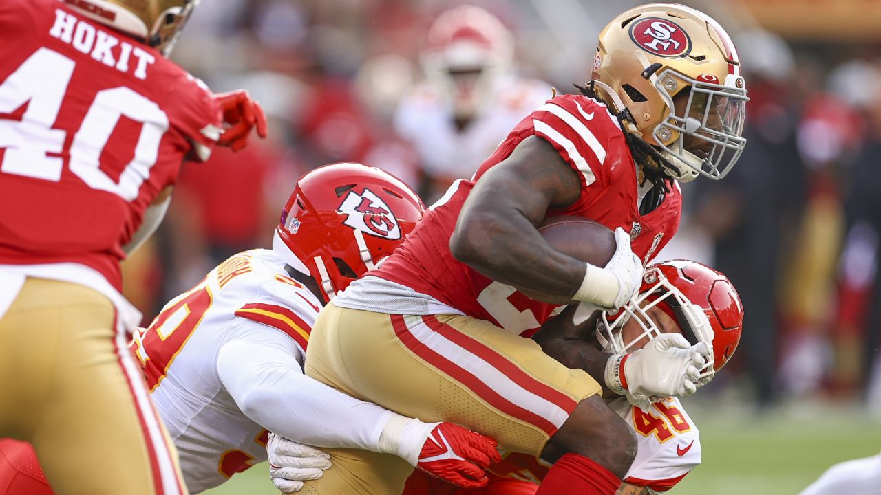 FILE - In this Saturday, Aug. 14, 2021, file photo, San Francisco 49ers  Dakoda Shepley (61) looks to block during an NFL football game against the  Kansas City Chiefs in Santa Clara