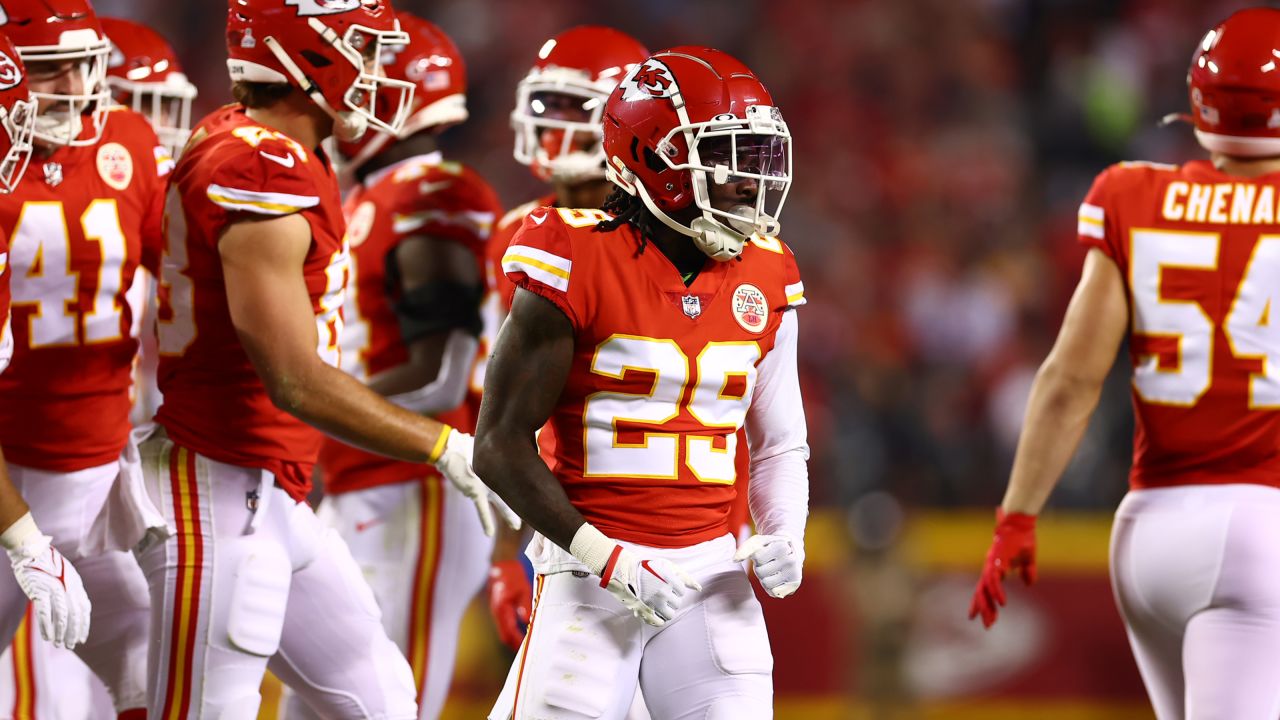 Las Vegas Raiders vs. Kansas City Chiefs. NFL Game. American Football  League match. Silhouette of professional player celebrate touch down.  Screen in Stock Photo - Alamy