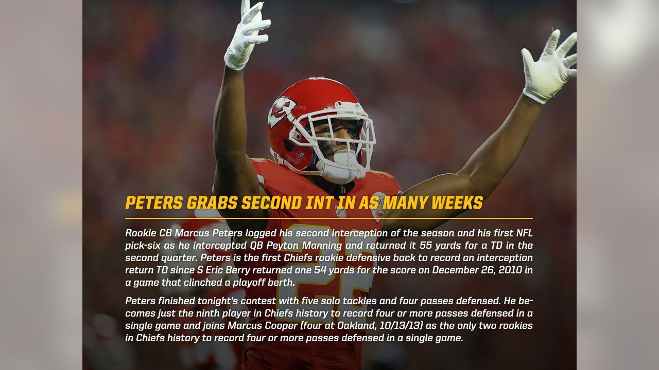 One play into his NFL career, Chiefs' Marcus Peters intercepts a pass