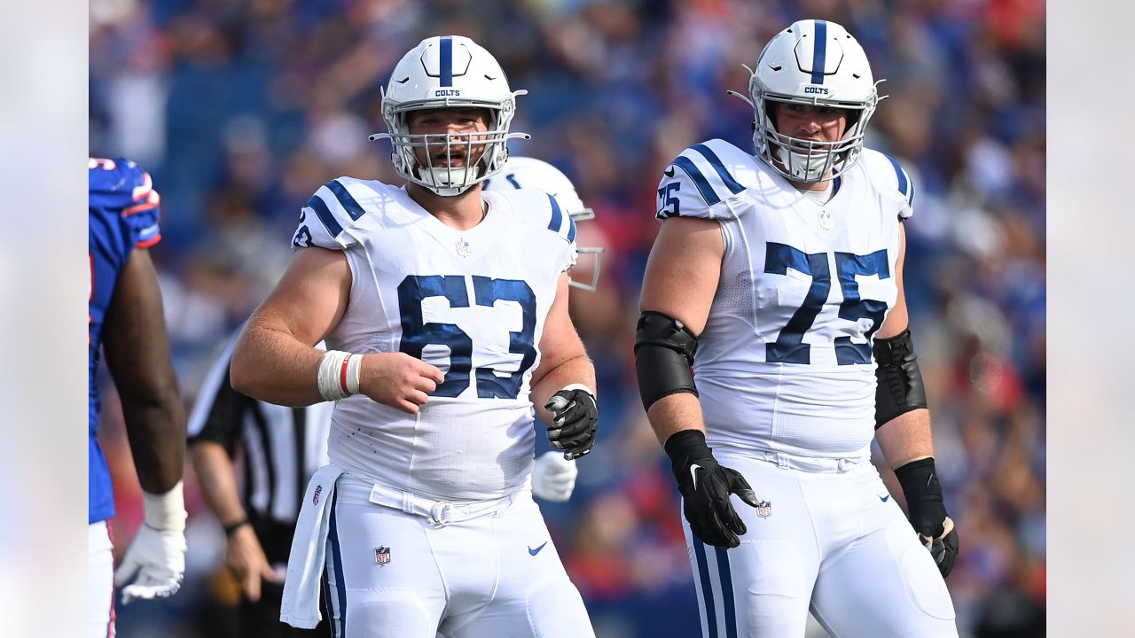 Indianapolis Colts offensive lineman Danny Pinter (63) lines up