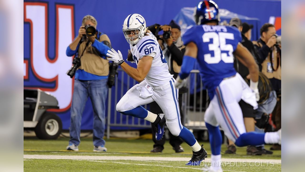 Colts TE Coby Fleener fakes dunk over crossbar after TD 