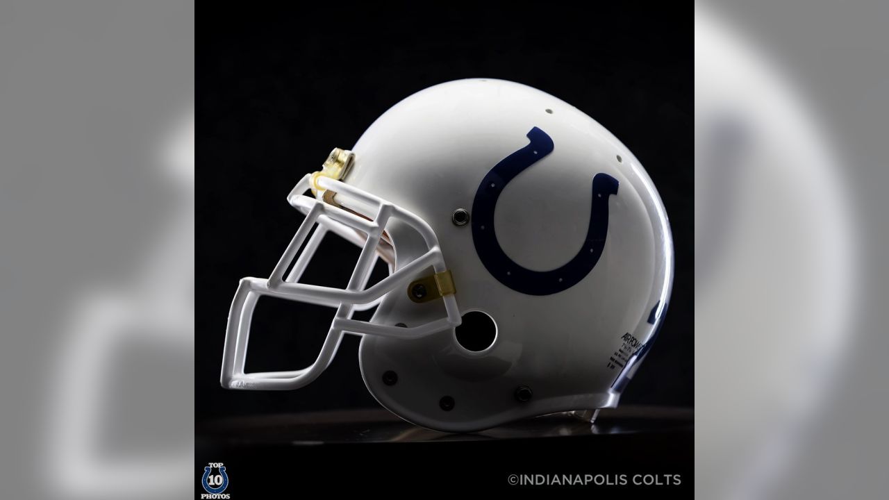 Indianapolis Colts Throwback Helmet T-Shirt from Homage. | Officially Licensed Vintage NFL Apparel from Homage Pro Shop.