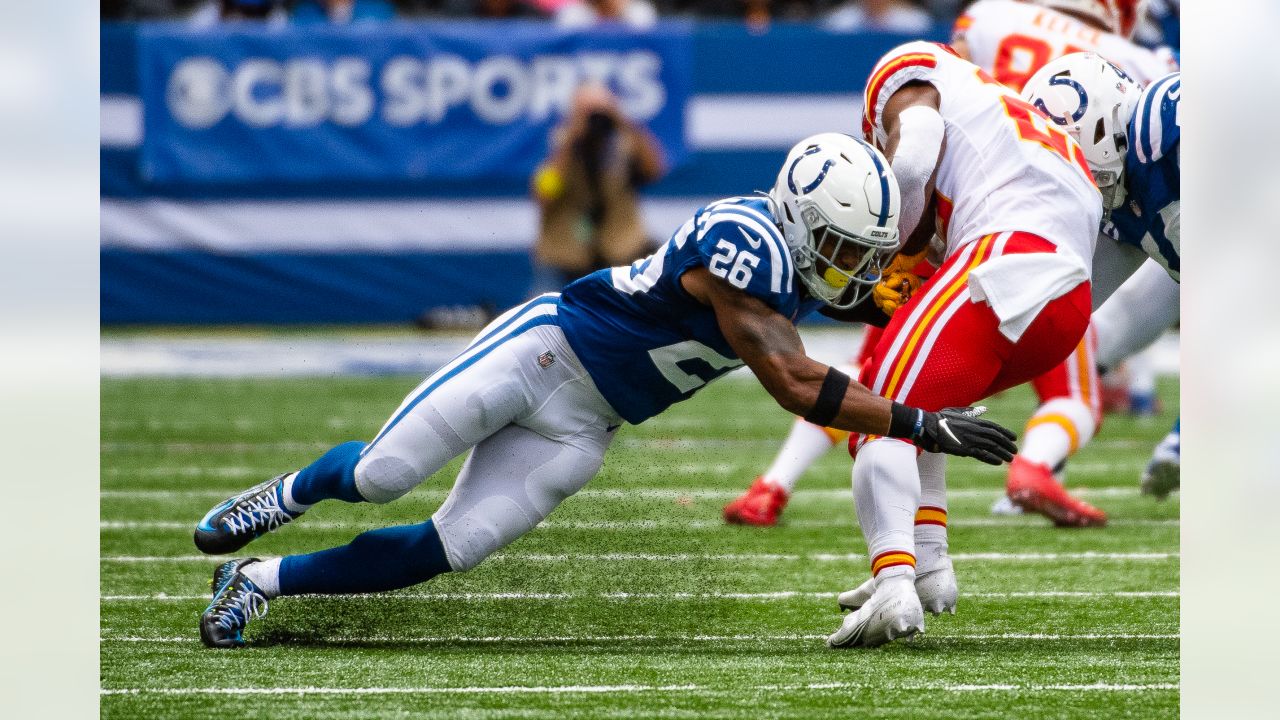 January 08, 2023: Indianapolis Colts safety Rodney McLeod (26) celebrates  touchdown with his teammates and fans during NFL game against the Houston  Texans in Indianapolis, Indiana. John Mersits/CSM/Sipa USA.(Credit Image: ©  John