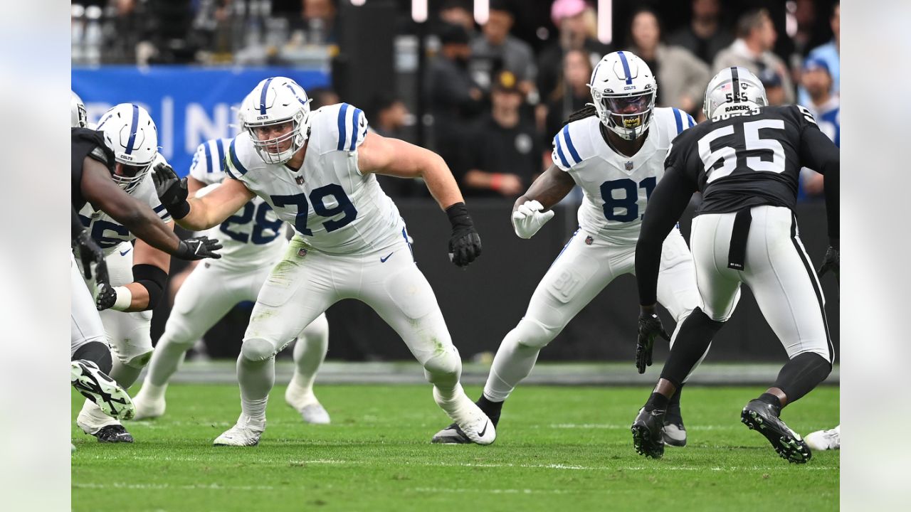 Indianapolis Colts offensive tackle Bernhard Raimann runs to the sideline  during the first half of an NFL football game against the Houston Texans  Sunday, Sept. 11, 2022, in Houston. (AP Photo/David J.