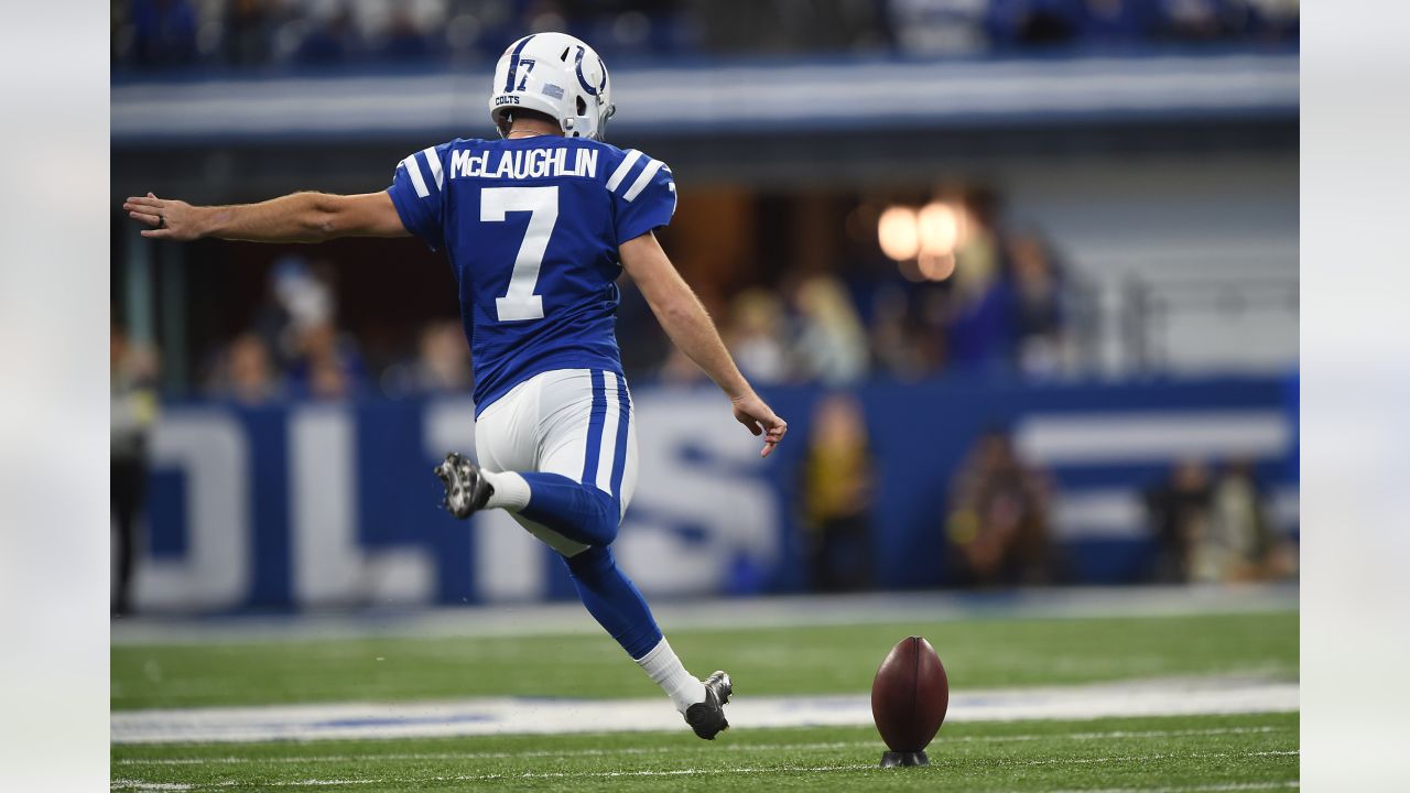 Indianapolis Colts kicker Chase McLaughlin (7) hits a field goal