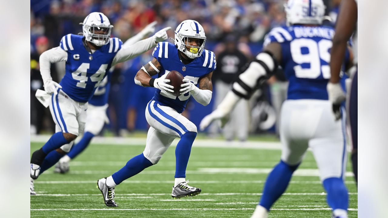 January 08, 2023: Indianapolis Colts safety Rodney McLeod (26) celebrates  touchdown with his teammates and fans during NFL game against the Houston  Texans in Indianapolis, Indiana. John Mersits/CSM/Sipa USA.(Credit Image: ©  John