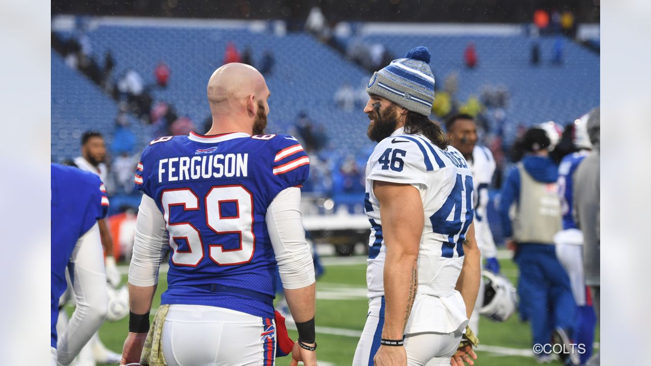 AFC long snapper Luke Rhodes of the Indianapolis Colts (46) looks out  during the singing of the national anthem before the Pro Bowl NFL football  game, Sunday, Feb. 6, 2022, in Las