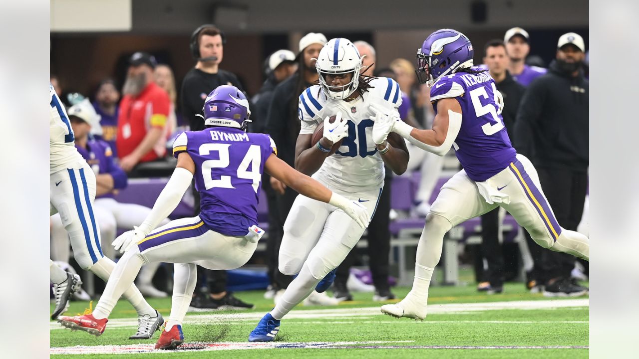 Indianapolis Colts tight end Jelani Woods (80) wears Salute to