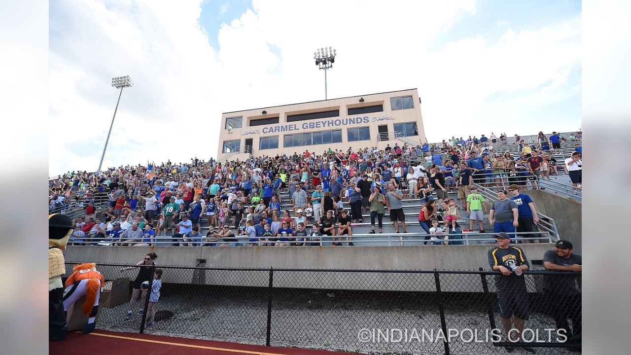 Mascots vs. pee-wees at Carmel High School