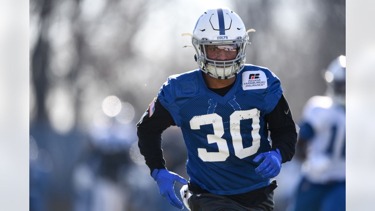 Indianapolis Colts safety George Odum (30) carries the ball during the  first half of an NFL football game against the Kansas City Chiefs in Kansas  City, Mo., Sunday, Oct. 6, 2019. (AP