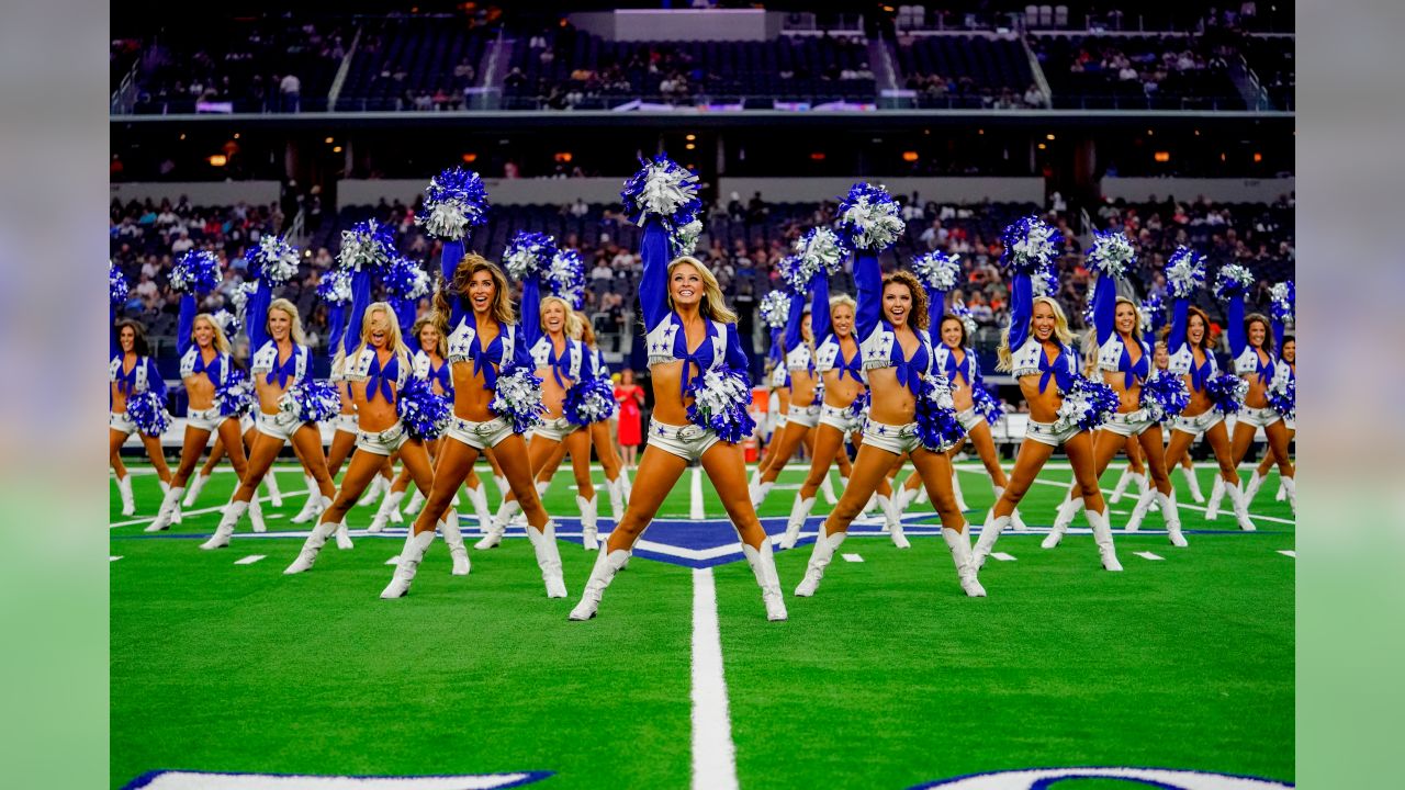 The Dallas Cowboys Cheerleaders perform during the preseason game