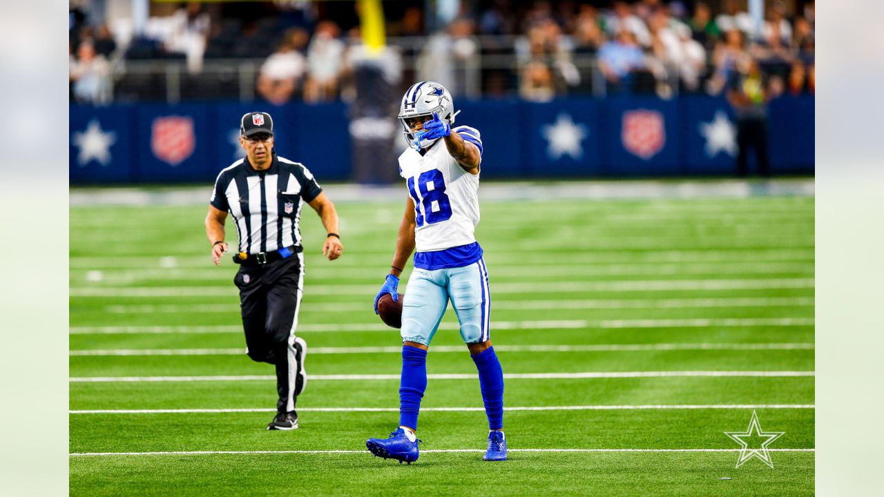 Dallas Cowboys tight end Jake Ferguson scores passes New York Jets  cornerback Sauce Gardner and linebacker Quincy Williams during the first  half of an NFL football game in Arlington, Texas, Sunday, Aug.