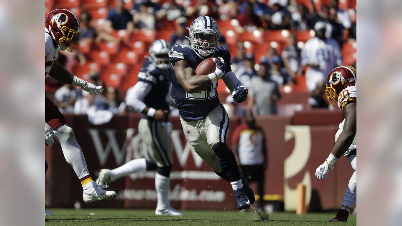 IRVINE, CALIFORNIA - SEPTEMBER 6, 2019: Football helmets of the Dallas  Cowboys vs Washington Redskins, Week 2 opponents in the NFL 2019 Season  Stock Photo