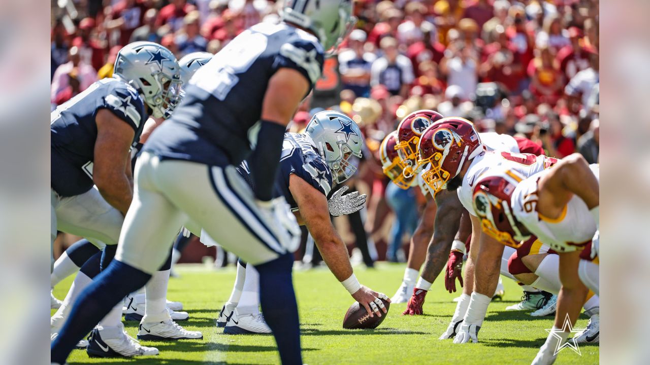 IRVINE, CALIFORNIA - SEPTEMBER 6, 2019: Football helmets of the Dallas  Cowboys vs Washington Redskins, Week 2 opponents in the NFL 2019 Season  Stock Photo