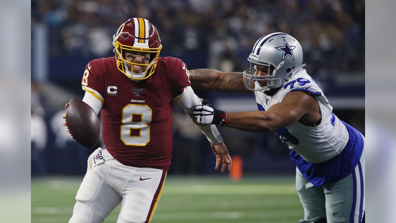 IRVINE, CALIFORNIA - SEPTEMBER 6, 2019: Football helmets of the Dallas  Cowboys vs Washington Redskins, Week 2 opponents in the NFL 2019 Season  Stock Photo