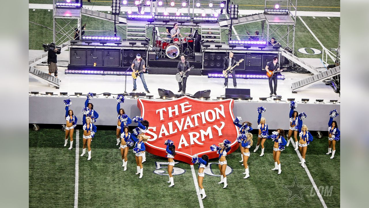 Arlington, United States. 24th Dec, 2022. The Dallas Cowboys Cheerleaders  perform their annual Christmas half-time show during their NFL game at AT&T  Stadium in Arlington, Texas on Saturday, December 24, 2022. The