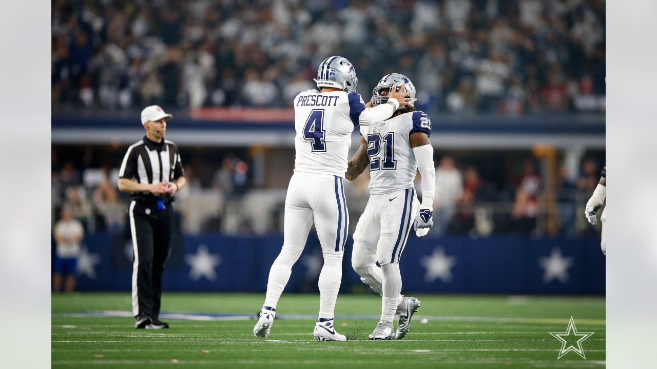 Dallas Cowboys cornerback Trevon Diggs (7) and linebacker Micah Parsons  (11) defend against the New York Giants during an NFL Football game in  Arlington, Texas, Thursday, Nov. 24, 2022. (AP Photo/Michael Ainsworth