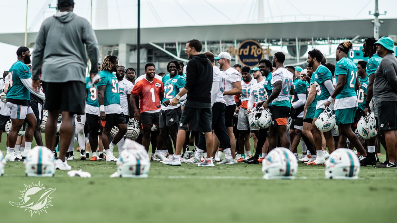 Miami Dolphins cornerback Elijah Hamilton (33) interferes with a